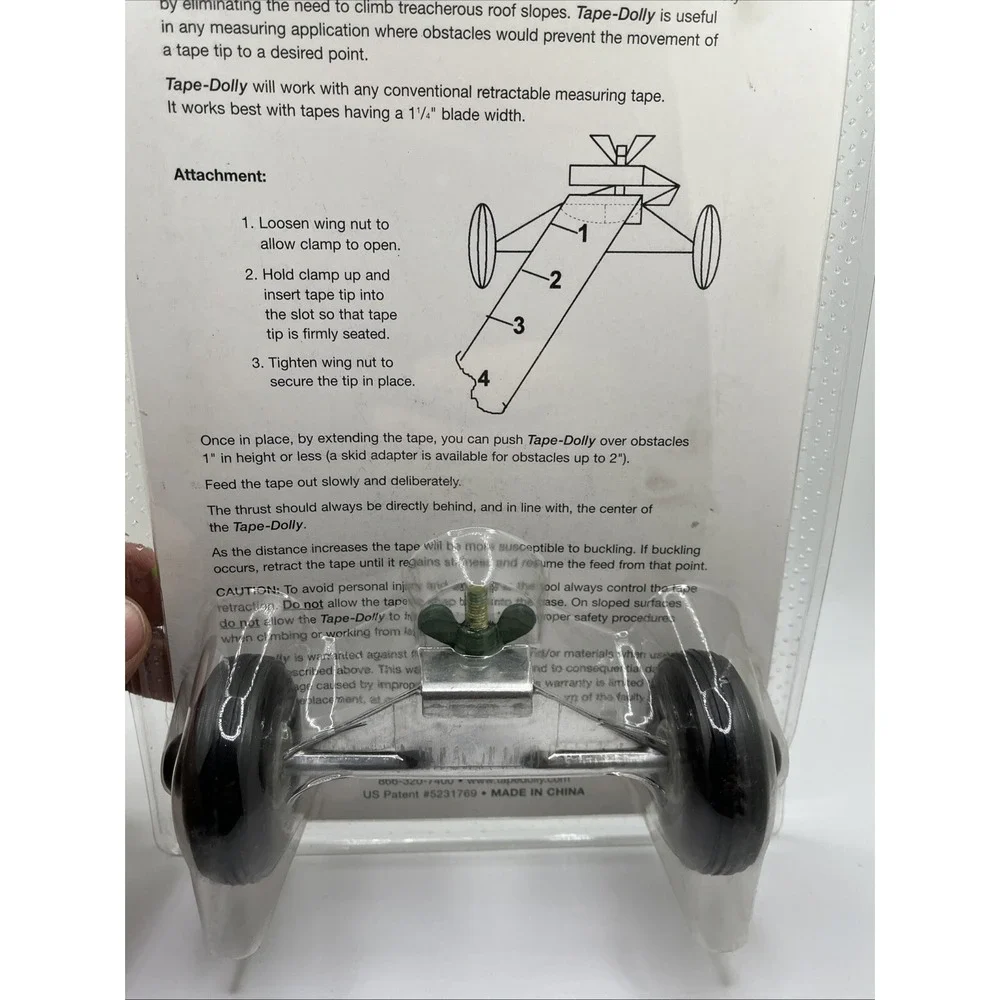 Tape Dolly Wheeled Measuring Tape Tip Attachment Makes Measuring Easier New!